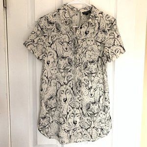 Topshop PETITE Printed Button-Up XS/S